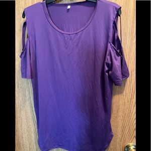 Purple cold shoulder top